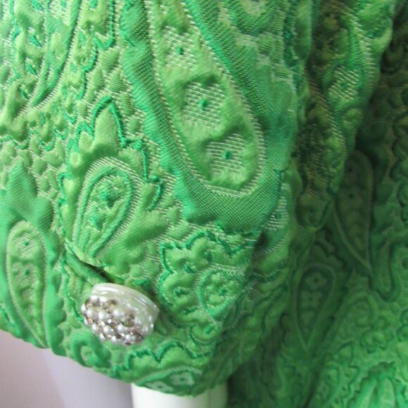SALE Impressive 1960 Style Coat Dress in Lime Brocade - Picture 13 of 15